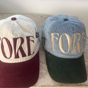 FORE All ⛳️Corduroy Baseball Cap sold together Green and Blue and Merlot Cream